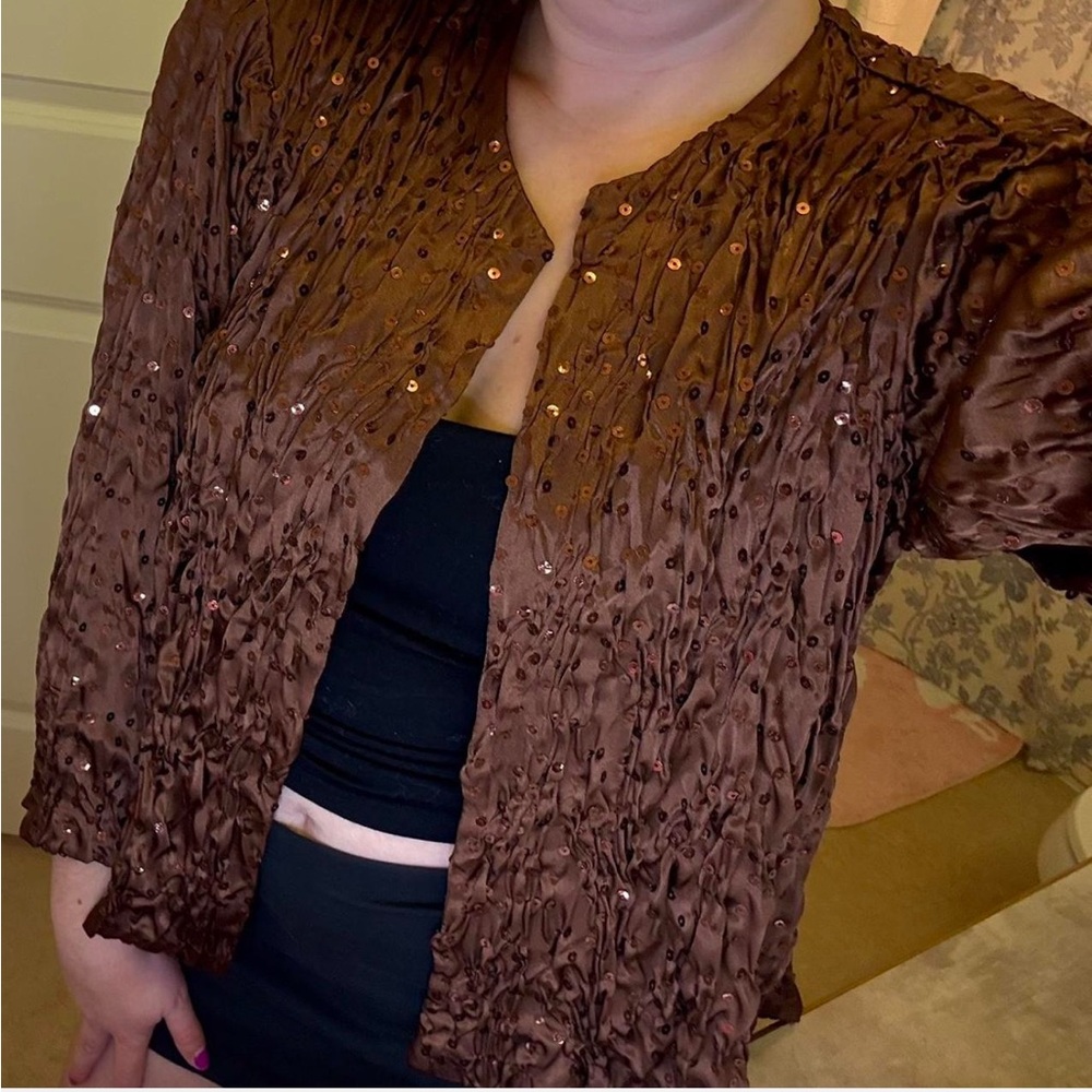 Brown Sequin Blouse